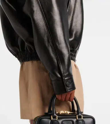 Miu Miu Logo leather jacket | Thumbnail 6