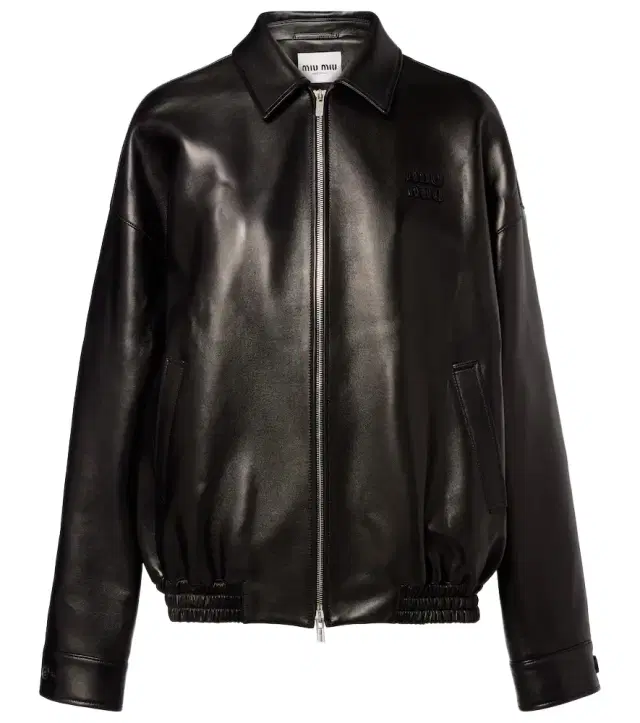 Logo leather jacket