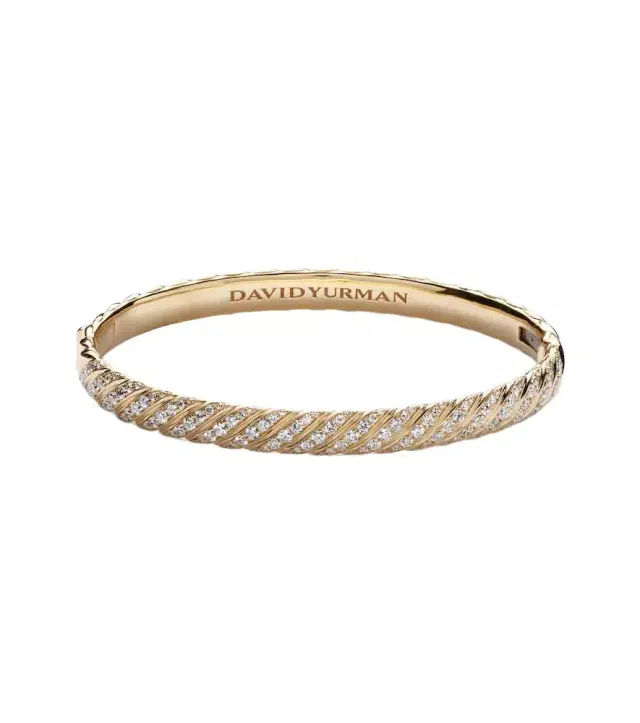 David Yurman Sculpted Cable 18kt gold bangle with diamonds