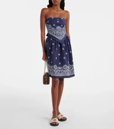 Miu Miu Bandana cotton and linen miniskirt | Thumbnail 5