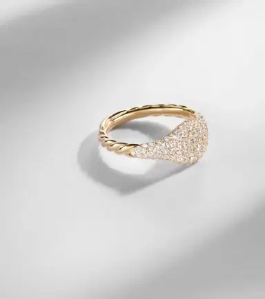 David Yurman Petite Pavé 18kt gold pinky ring with diamonds | Thumbnail 5