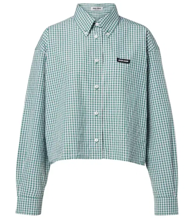 Miu Miu Checked cropped cotton shirt
