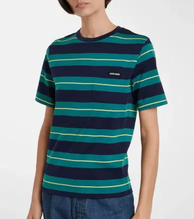 Miu Miu Logo striped cotton jersey T-shirt | Thumbnail 2