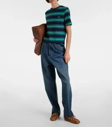 Miu Miu Logo striped cotton jersey T-shirt | Thumbnail 3