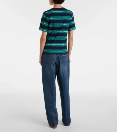 Miu Miu Logo striped cotton jersey T-shirt | Thumbnail 4