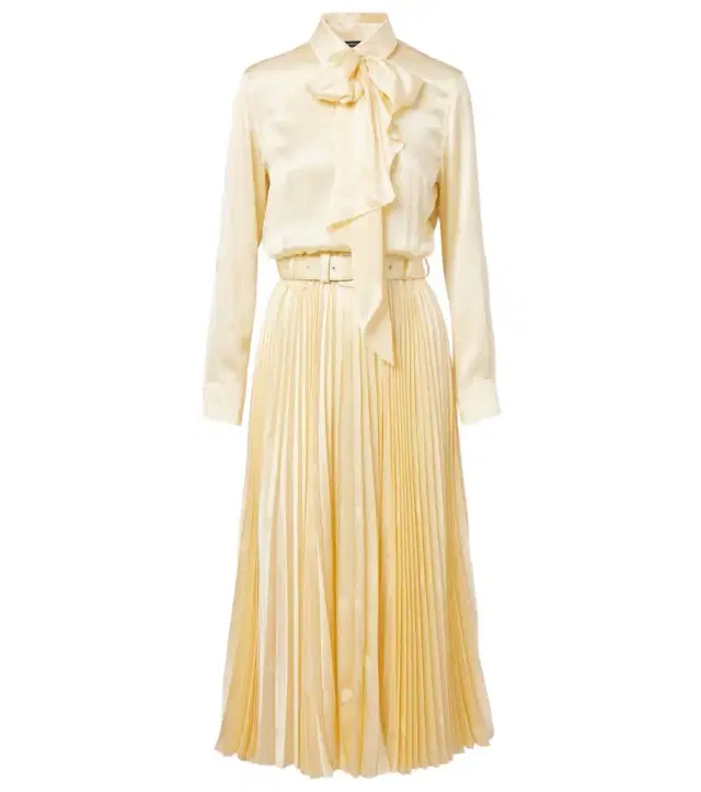 Bow-detail silk satin midi dress