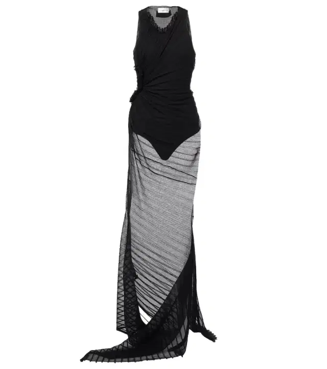 Victoria Beckham Gathered sheer tulle maxi dress