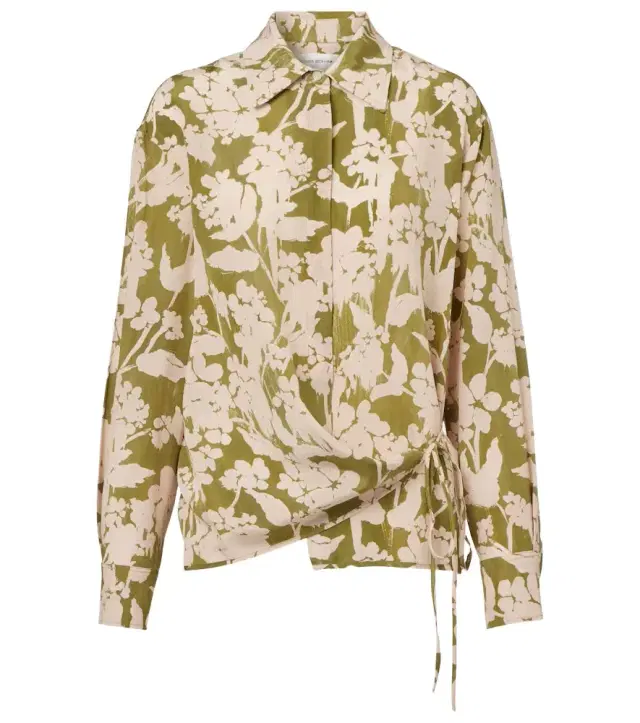 Victoria Beckham Printed gathered silk blouse