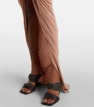 Rick Owens Asymmetric gathered jersey maxi skirt | Thumbnail 3