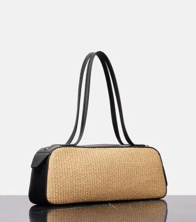 Khaite Simona leather-trimmed raffia shoulder bag | Thumbnail 3 Khaite Simona leather-trimmed raffia shoulder bag | Thumbnail 3