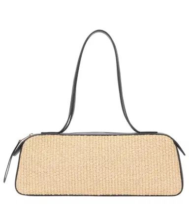 Khaite Simona leather-trimmed raffia shoulder bag | Thumbnail 1 Khaite Simona leather-trimmed raffia shoulder bag | Thumbnail 1