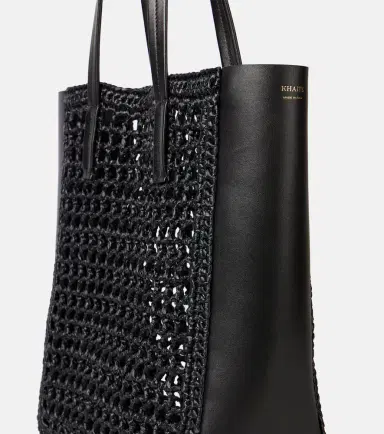 Khaite Zoe Small leather-trimmed raffia tote bag | Thumbnail 2