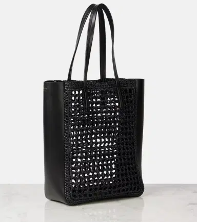 Khaite Zoe Small leather-trimmed raffia tote bag | Thumbnail 3