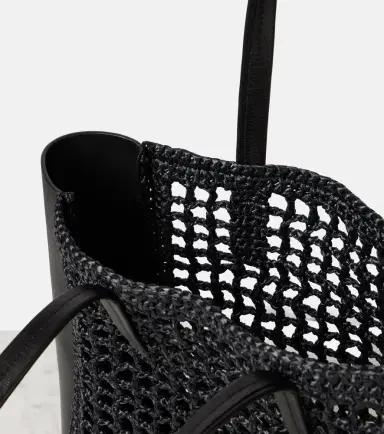 Khaite Zoe Small leather-trimmed raffia tote bag | Thumbnail 4