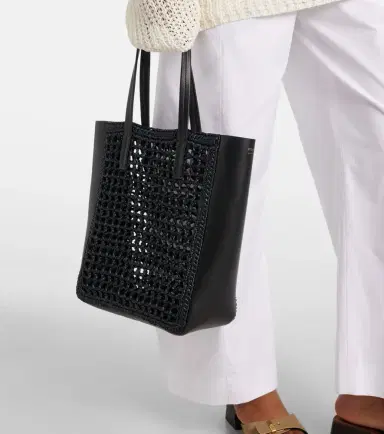 Khaite Zoe Small leather-trimmed raffia tote bag | Thumbnail 6