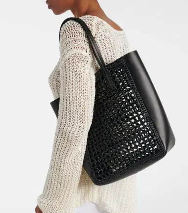 Khaite Zoe Small leather-trimmed raffia tote bag | Thumbnail 7