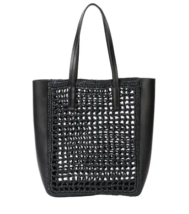 Khaite Zoe Small leather-trimmed raffia tote bag | Thumbnail 1