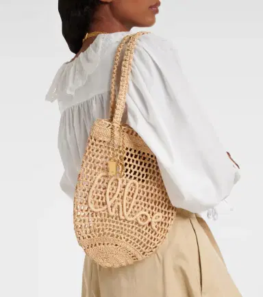 Chloé Chloé Summer Banana Small raffia tote bag | Thumbnail 7