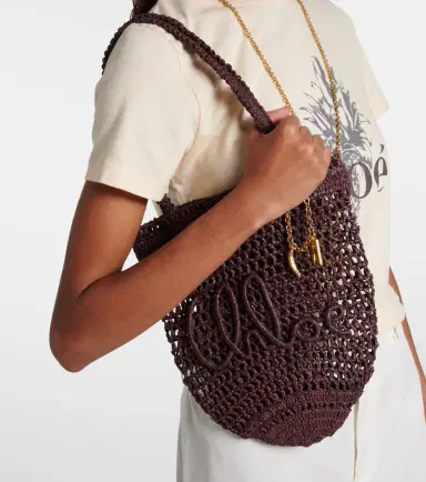 Chloé Chloé Summer Banana Small raffia tote bag | Thumbnail 6