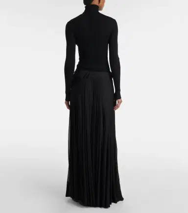 Burberry Pleated cotton-blend maxi skirt | Thumbnail 3
