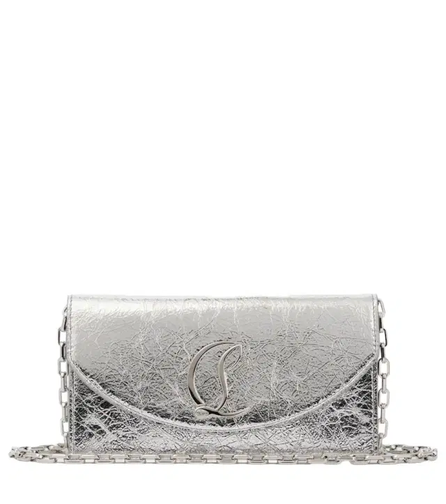 Christian Louboutin Loubi54 metallic leather clutch