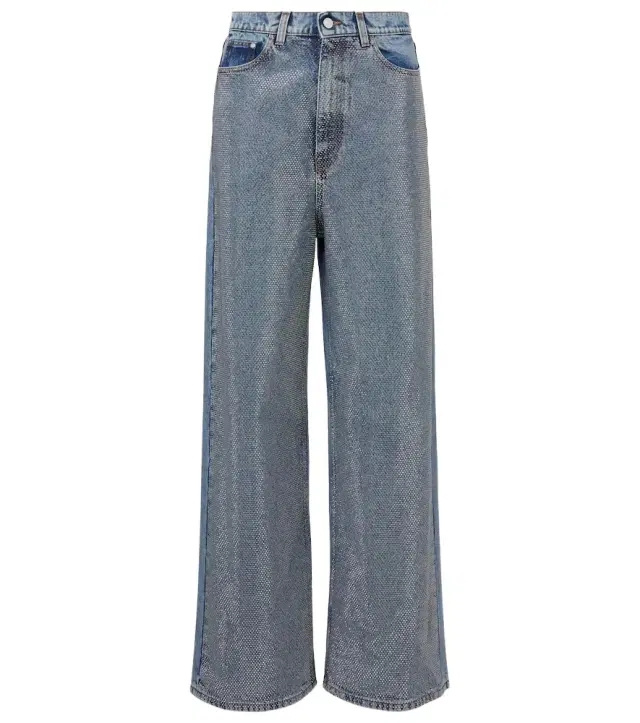 Stella McCartney Crystal-embellished wide-leg jeans
