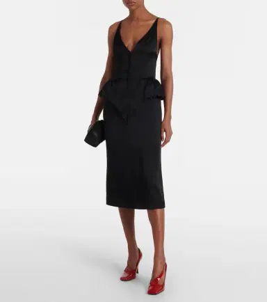 Stella McCartney Open-back peplum satin midi dress | Thumbnail 4