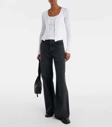 Velvet Drew cotton-blend pointelle cardigan | Thumbnail 2