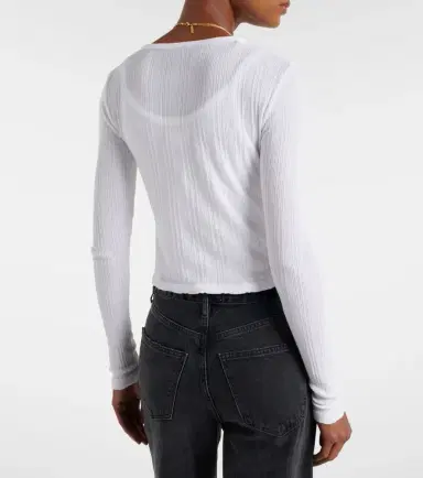 Velvet Drew cotton-blend pointelle cardigan | Thumbnail 6
