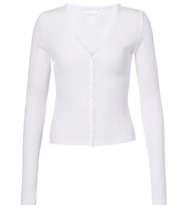 Velvet Drew cotton-blend pointelle cardigan