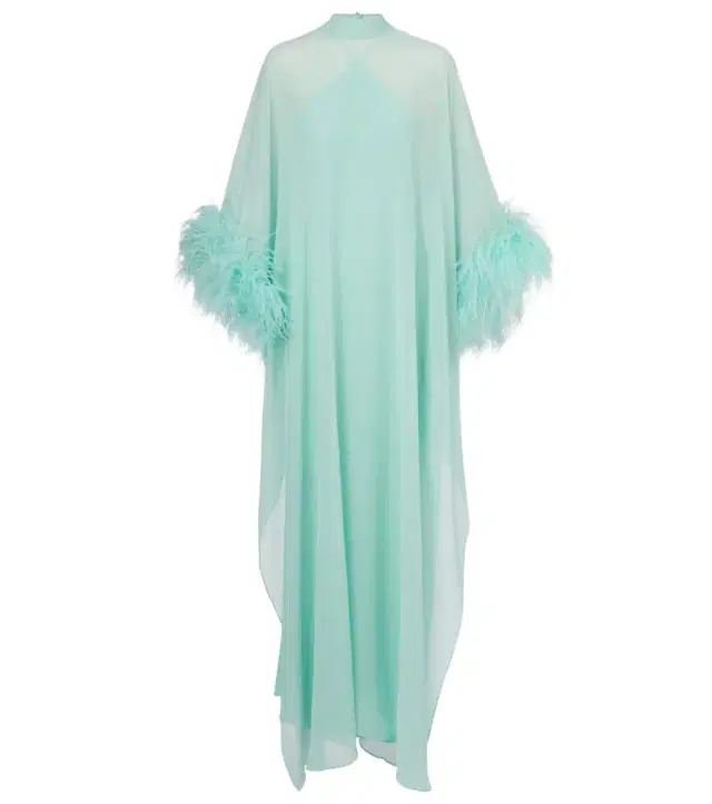 Taller Marmo Penelope feather-trimmed silk kaftan