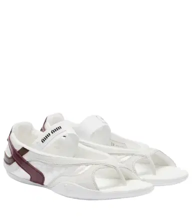Miu Miu Gymnasium leather-trimmed thong sandals | Thumbnail 1