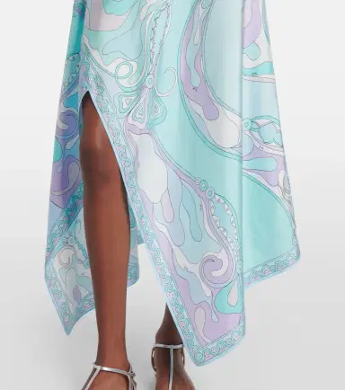 Pucci Orchidee asymmetric silk twill maxi skirt | Thumbnail 2