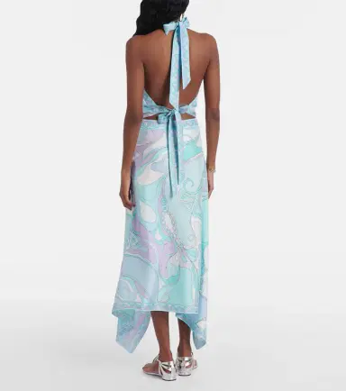 Pucci Orchidee asymmetric silk twill maxi skirt | Thumbnail 5