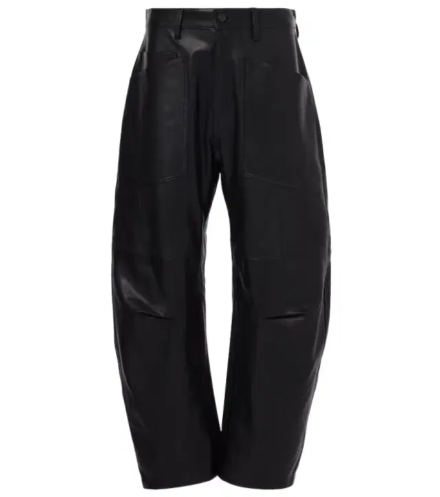 Shon leather barrel-leg pants