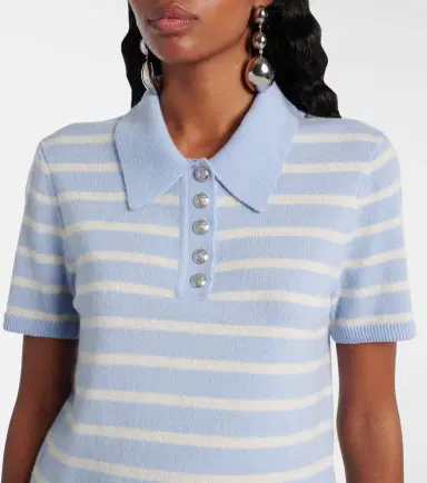 Veronica Beard Shana striped cashmere polo sweater | Thumbnail 4