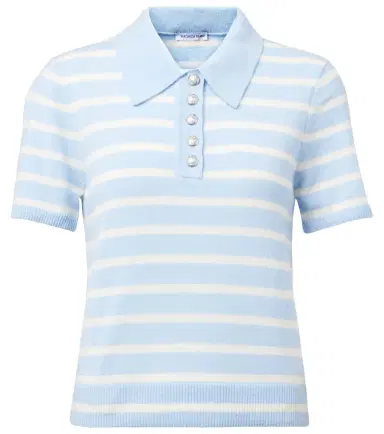 Veronica Beard Shana striped cashmere polo sweater | Thumbnail 1
