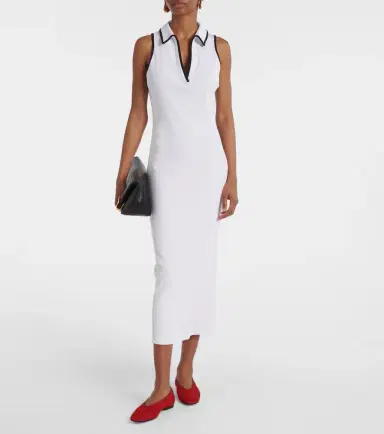 Veronica Beard Darien ribbed-knit cotton-blend polo dress | Thumbnail 2