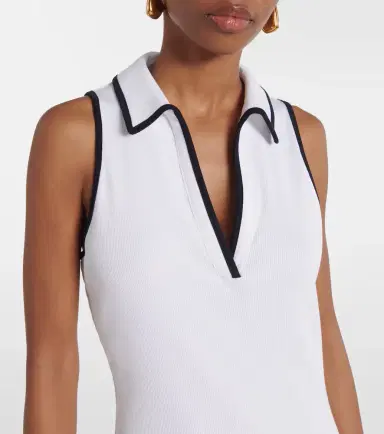 Veronica Beard Darien ribbed-knit cotton-blend polo dress | Thumbnail 3