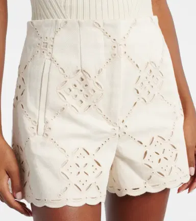 Veronica Beard Jazmin laser-cut cotton shorts | Thumbnail 4