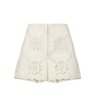 Veronica Beard Jazmin laser-cut cotton shorts | Thumbnail 1