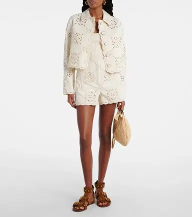 Veronica Beard Adelaide laser-cut cropped cotton jacket | Thumbnail 4