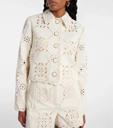 Veronica Beard Adelaide laser-cut cropped cotton jacket | Thumbnail 5