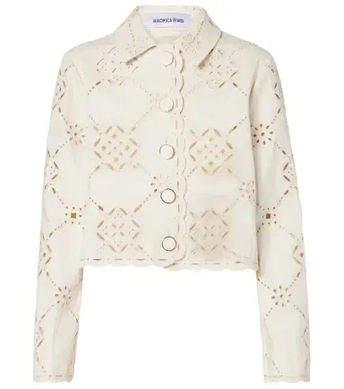 Veronica Beard Adelaide laser-cut cropped cotton jacket | Thumbnail 1
