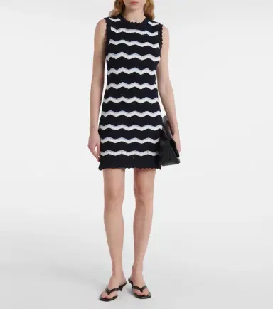 Veronica Beard Templeton chevron cotton-blend minidress | Thumbnail 3