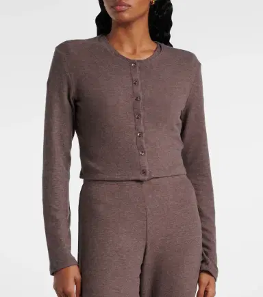 Leset Lauren cropped jersey cardigan | Thumbnail 3