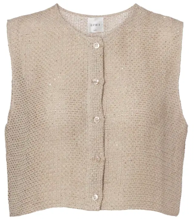 Leset Stella sequined linen-blend top