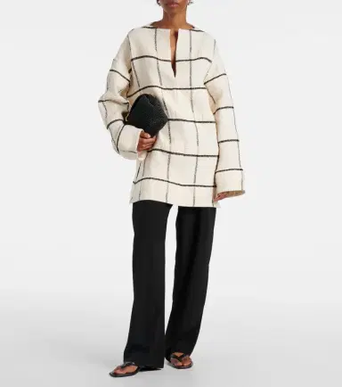 TOTEME Checked cotton and linen-blend canvas tunic | Thumbnail 3