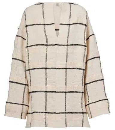TOTEME Checked cotton and linen-blend canvas tunic | Thumbnail 1