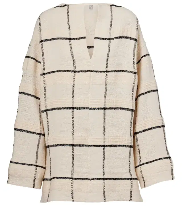 TOTEME Checked cotton and linen-blend canvas tunic